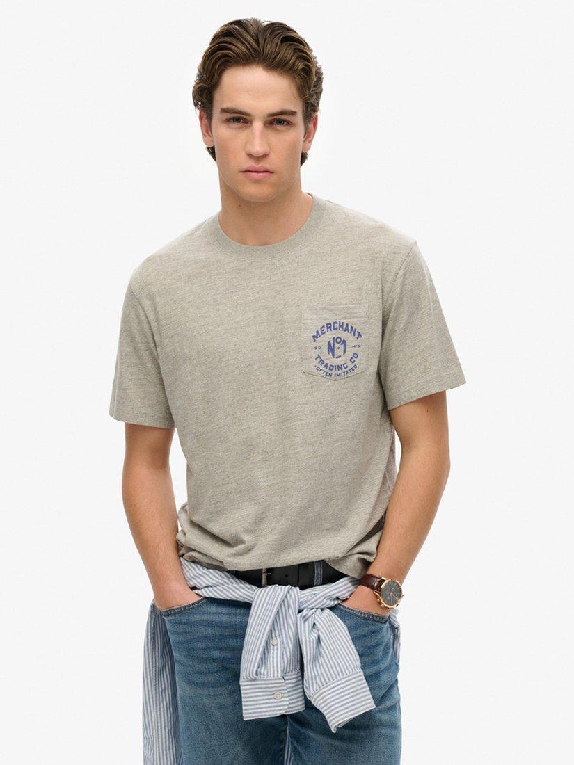 Product image 1 of 5, which shows Superdry Merchant Store Collection Cotton Regular Fit Short Sleeve Graphic T-Shirt, Vintage Grey, S