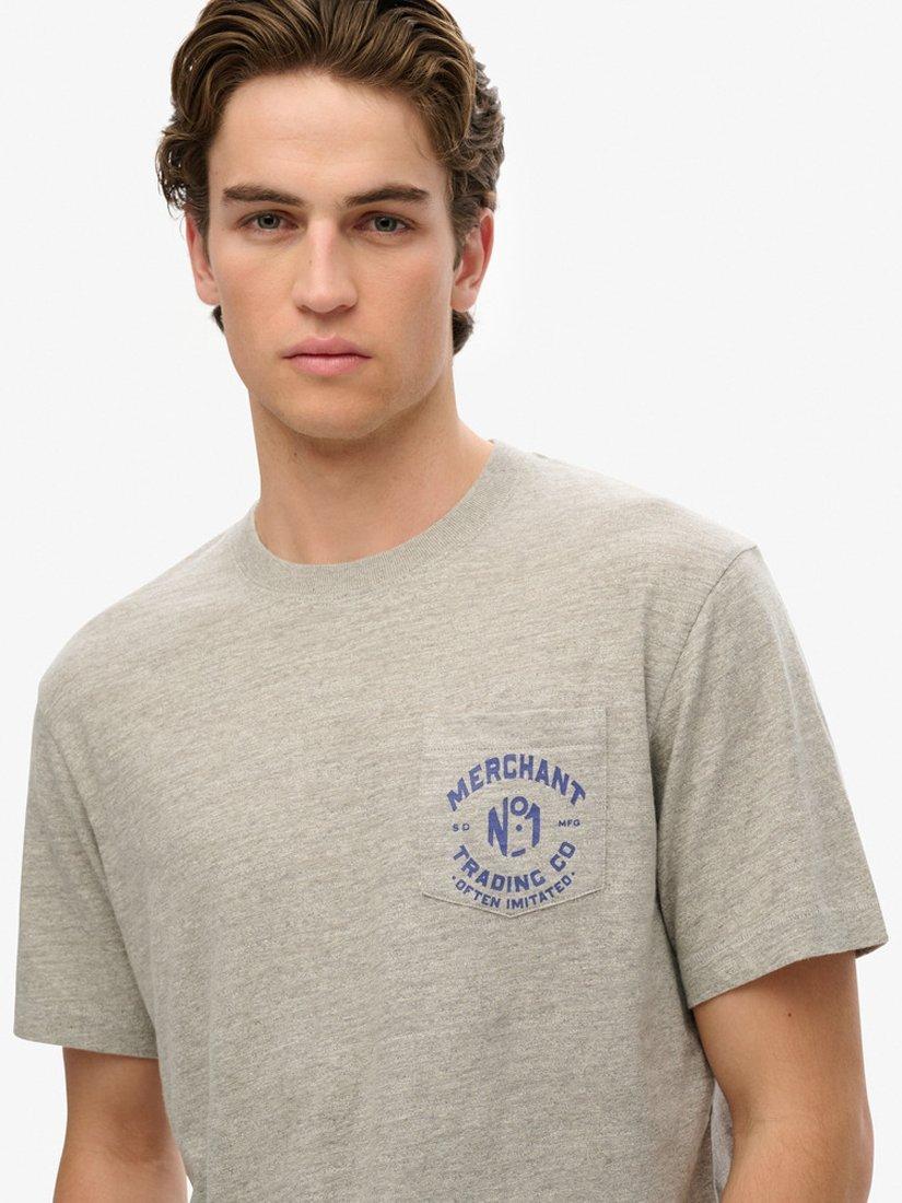 Product image 4 of 5, which shows Superdry Merchant Store Collection Cotton Regular Fit Short Sleeve Graphic T-Shirt, Vintage Grey, S