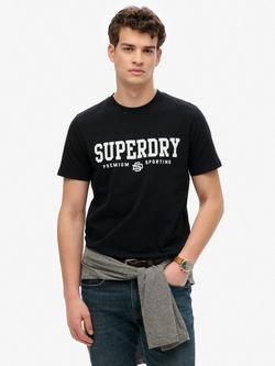 Superdry Cotton Regular Fit Short Sleeve Core Sports T-Shirt, Black, Black
