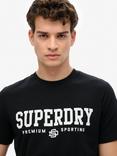 Superdry Cotton Regular Fit Short Sleeve Core Sports T-Shirt, Black, Black