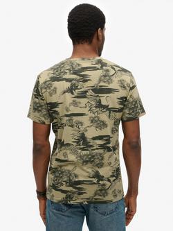 Superdry Classic Essential Printed T-Shirt, Khaki - view 2, Khaki