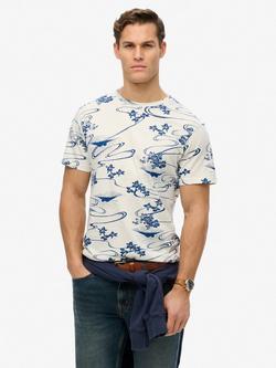 Superdry Classic Essential Printed T-Shirt, Moon Mountain White, Moon Mountain White