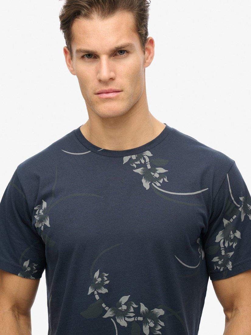 Product image 4 of 4, which shows Superdry Classic Essential Printed T-Shirt, Navy, S