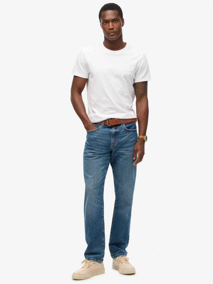Product image 1 of 7, which shows Superdry Vintage Slim Straight Jeans, Elkhorn Mid Blue, W30/L30