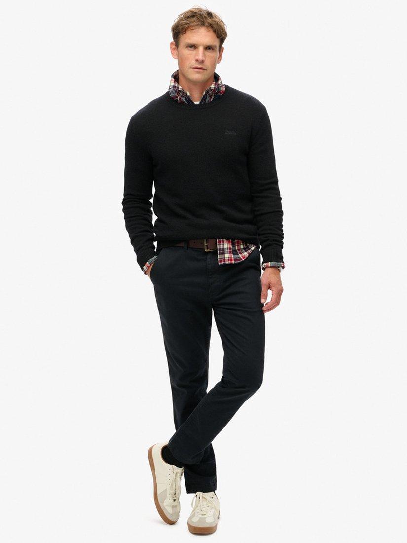 Product image 1 of 6, which shows Superdry International Chino Trousers, Washed Black, W30/L30