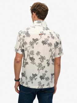 Superdry Linen Blend Regular Fit Tropical Floral Beach Shirt, Yoshino Optic - view 2, Yoshino Optic