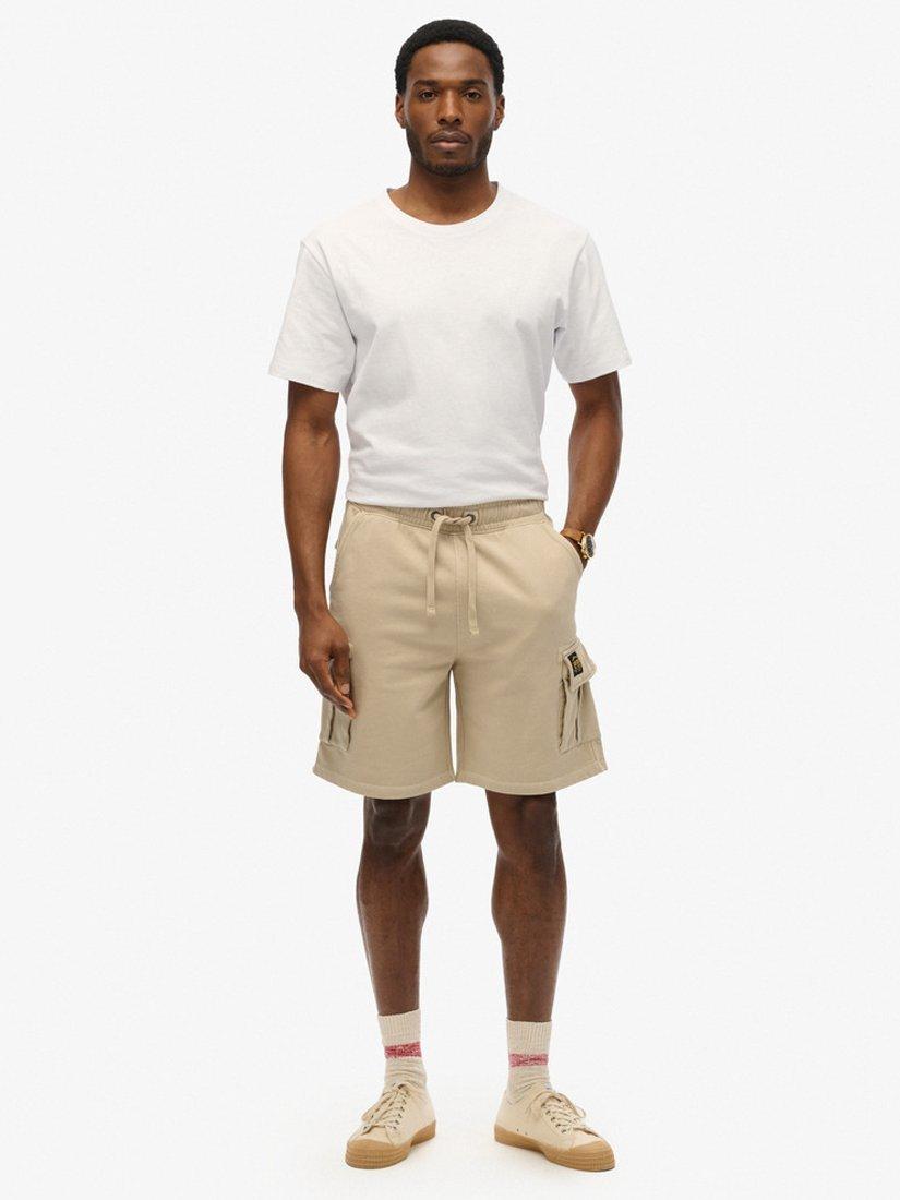 Product image 1 of 5, which shows Superdry Contrast Stitch Cargo Shorts, Washed Silver Beige, S