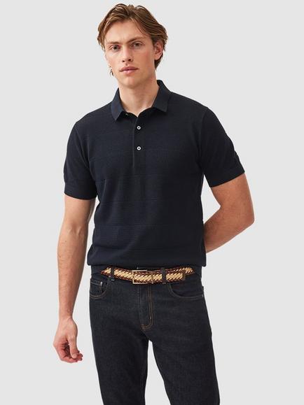 Rodd & Gunn Masons Flat Cotton Knitted Cotton Short Sleeve Polo Shirt, Midnight