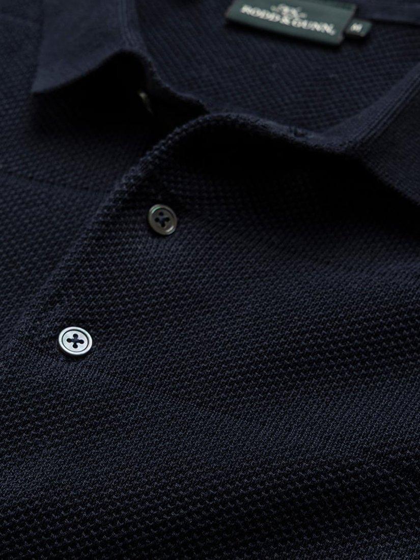 Product image 5 of 5, which shows Rodd & Gunn Masons Flat Cotton Knitted Cotton Short Sleeve Polo Shirt, Midnight, XS