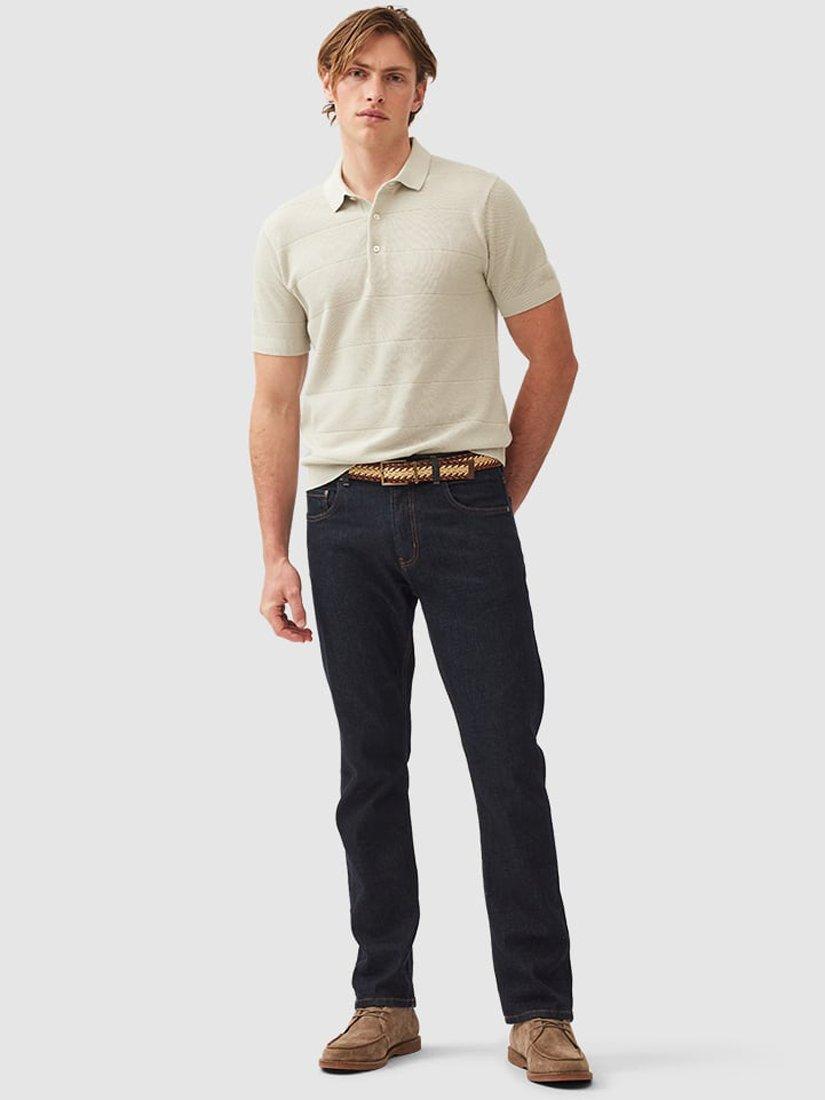 Product image 2 of 5, which shows Rodd & Gunn Masons Flat Cotton Knitted Cotton Short Sleeve Polo Shirt, Stone, XS