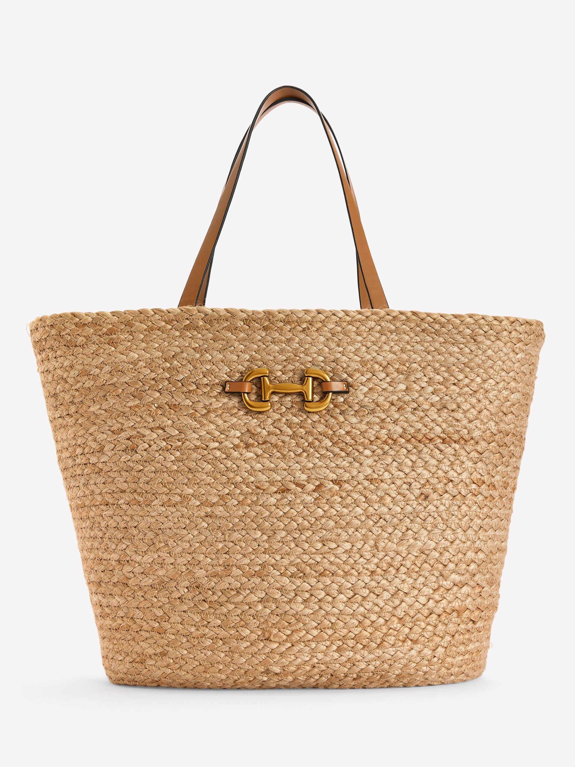 Boden Snaffle Buckle Raffia Tote Bag, Neutral