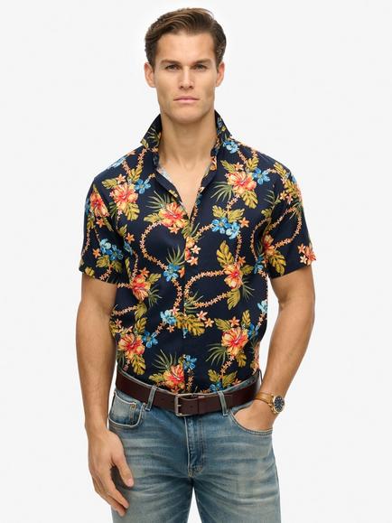 Superdry Hawaiian Printed Shirt, Tropical Chain Navy