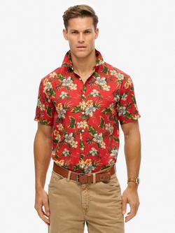 Superdry Hawaiian Printed Shirt, Botanical Red