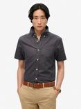 Superdry Cotton Linen Short Sleeve Shirt, Blackened Pearl