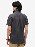 Superdry Cotton Linen Short Sleeve Shirt, Blackened Pearl