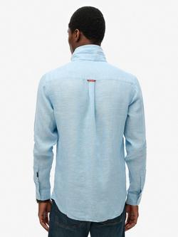 Superdry Embroidered Vacation Linen Shirt - view 2, Sea Blue Chambray