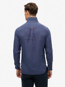Superdry Regular Fit Linen Shirt - view 2, Mariner Navy