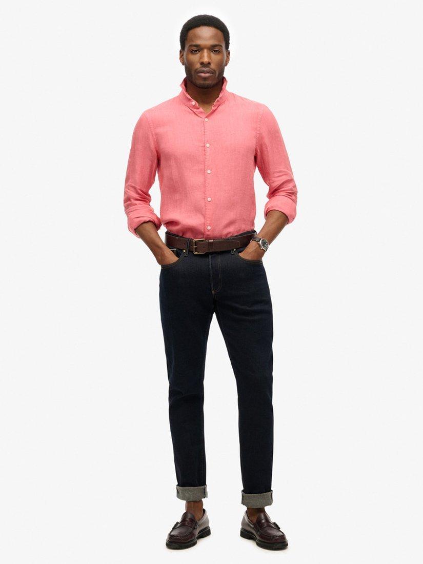 Product image 3 of 5, which shows Superdry Embroidered Vacation Pure Linen Shirt, Candy Pink, S