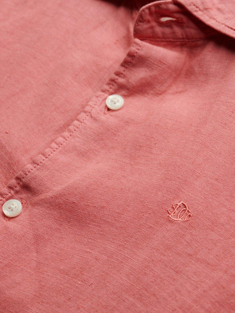 Product image 5 of 5, which shows Superdry Embroidered Vacation Pure Linen Shirt, Candy Pink, S