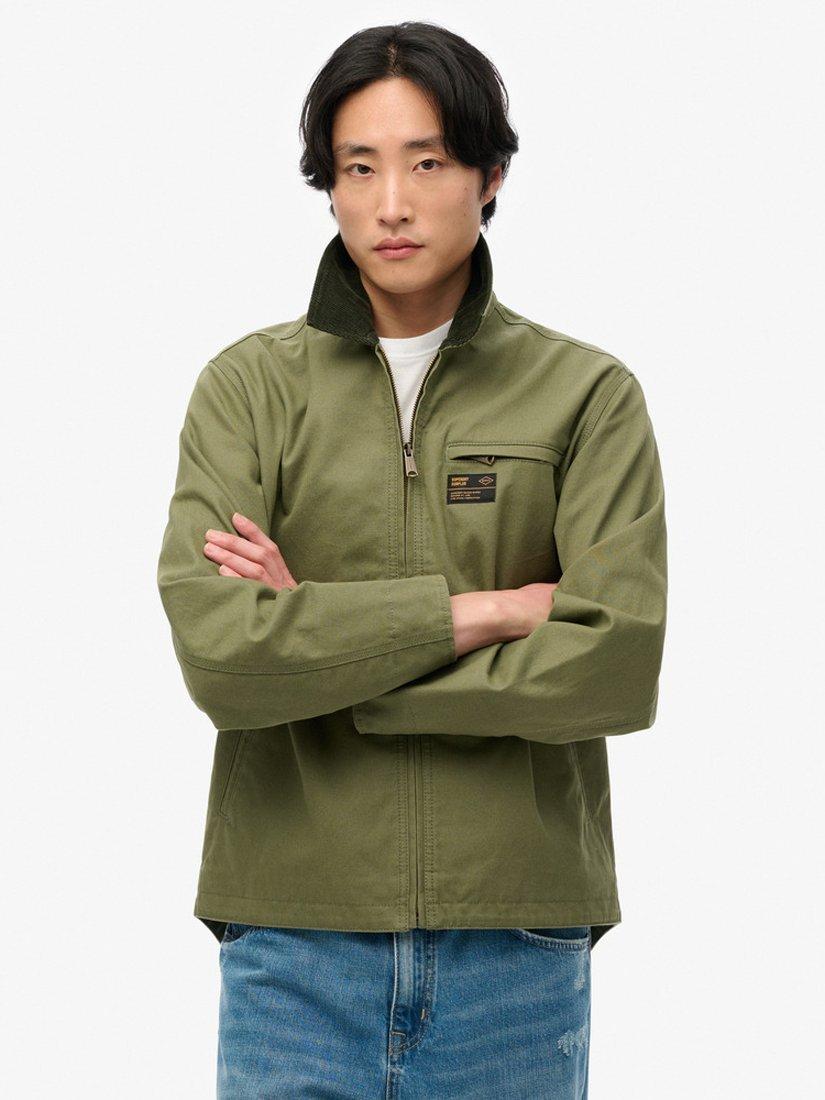 Product image 4 of 6, which shows Superdry Cord Collar Ranch Jacket, Dusty Olive Green, S