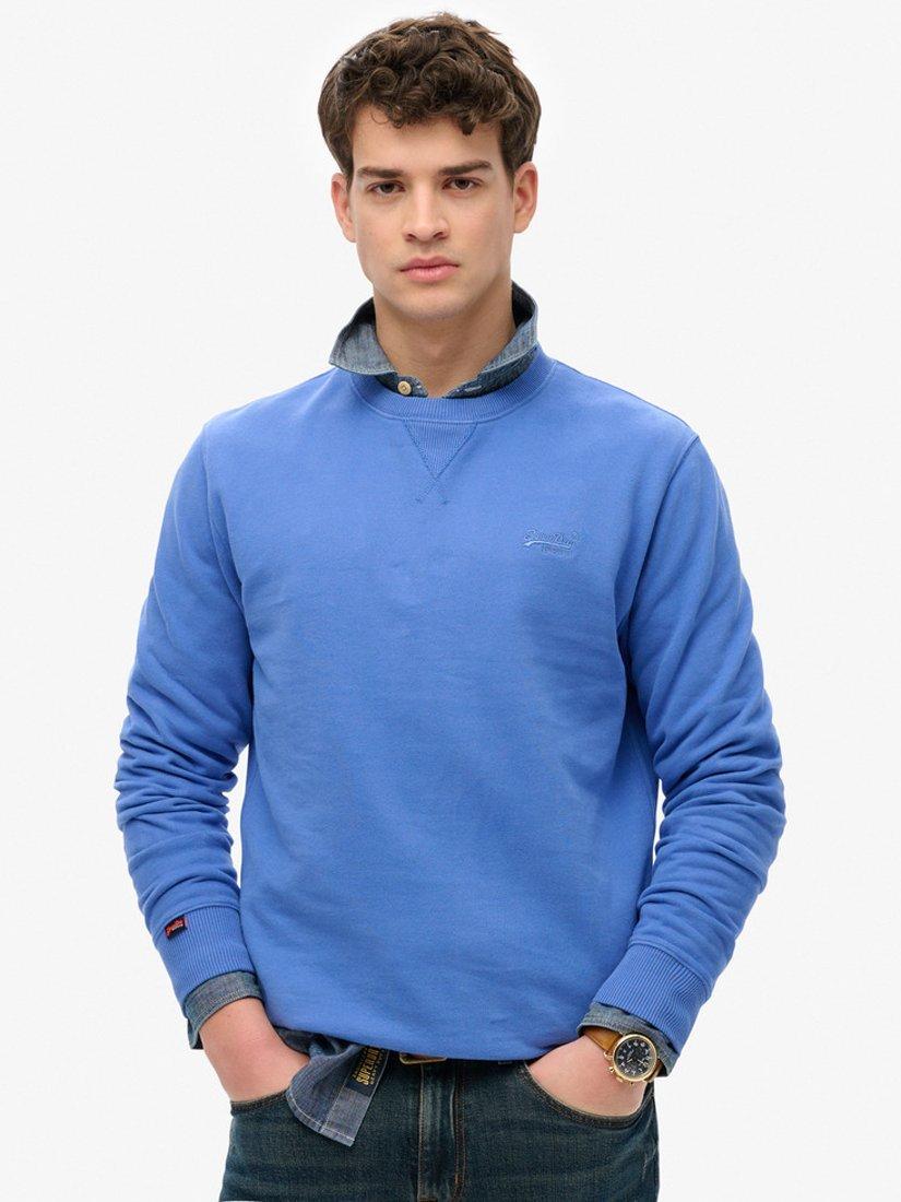 Product image 1 of 4, which shows Superdry Essential Logo Crew Sweatshirt, Chambray Blue, S