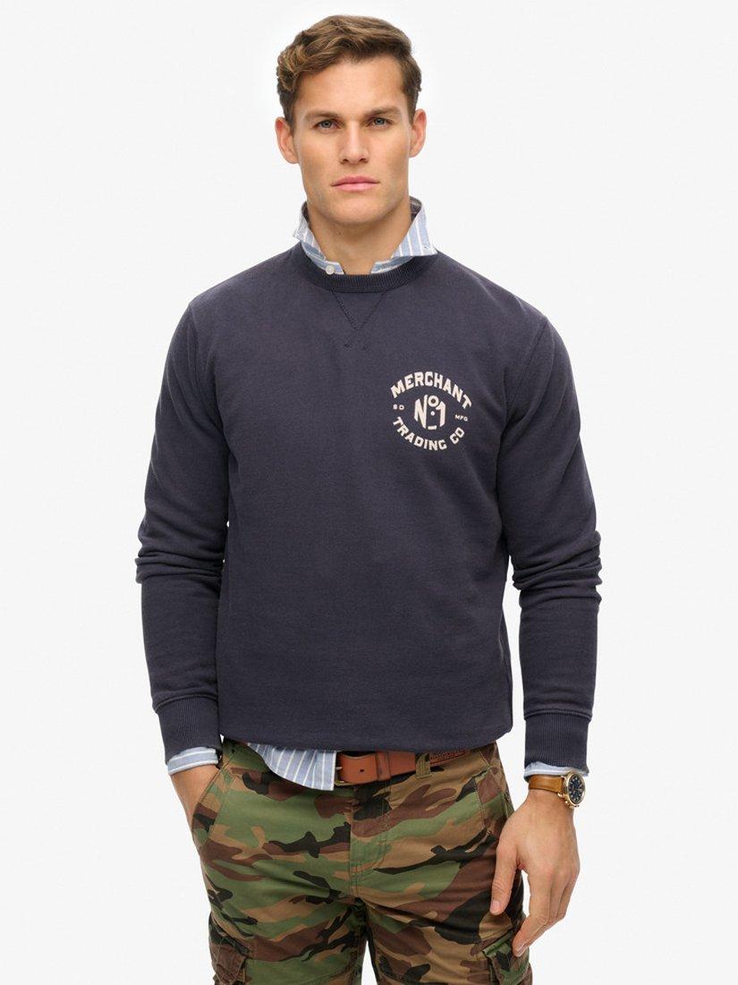 Product image 3 of 5, which shows Superdry Cotton Merchant Store Collection Graphic Sweatshirt, French Navy, S
