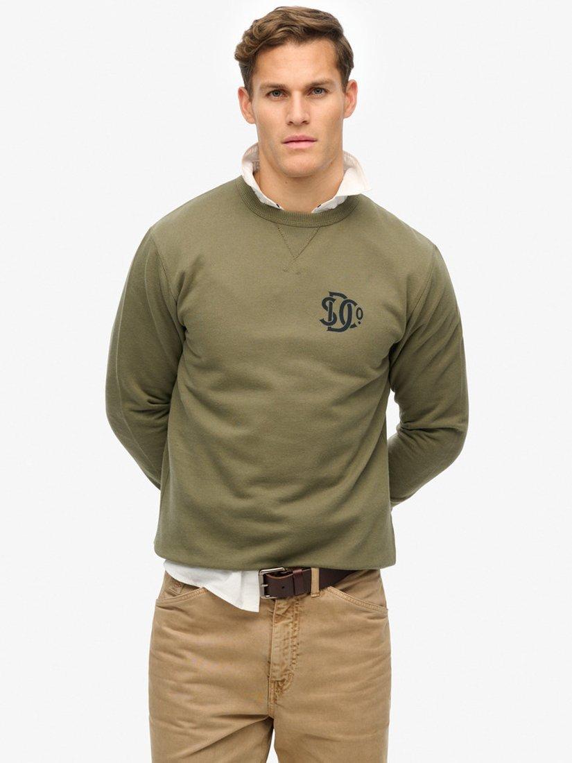 Product image 1 of 4, which shows Superdry Merchant Store Sweatshirt, Dusty Olive Green, S