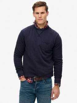 Superdry Cotton Washed Effect Sweatshirt, Midnight Blue, Midnight Blue