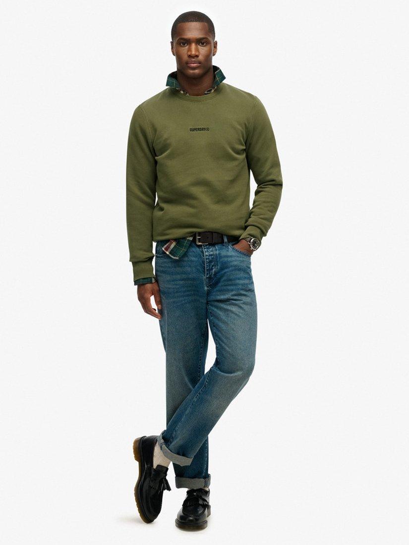Product image 3 of 5, which shows Superdry Micro Logo Crew Sweatshirt, Olive Night Green, S