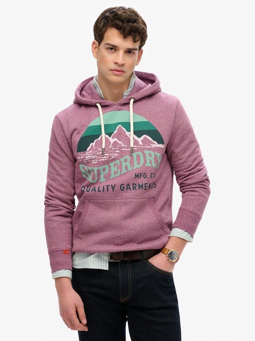 Product image 1 of 4, which shows Superdry Logo Great Outdoors Hoodie, Beach Burgundy Grit, S