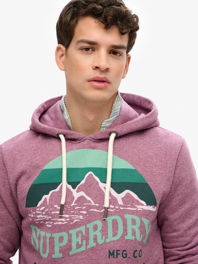 Product image 4 of 4, which shows Superdry Logo Great Outdoors Hoodie, Beach Burgundy Grit, S