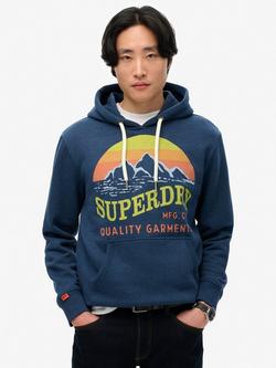 Superdry Logo Great Outdoors Hoodie, Deep Indigo Grit
