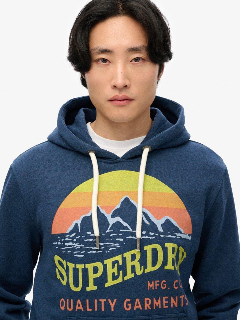 Product image 4 of 5, which shows Superdry Logo Great Outdoors Hoodie, Deep Indigo Grit, S