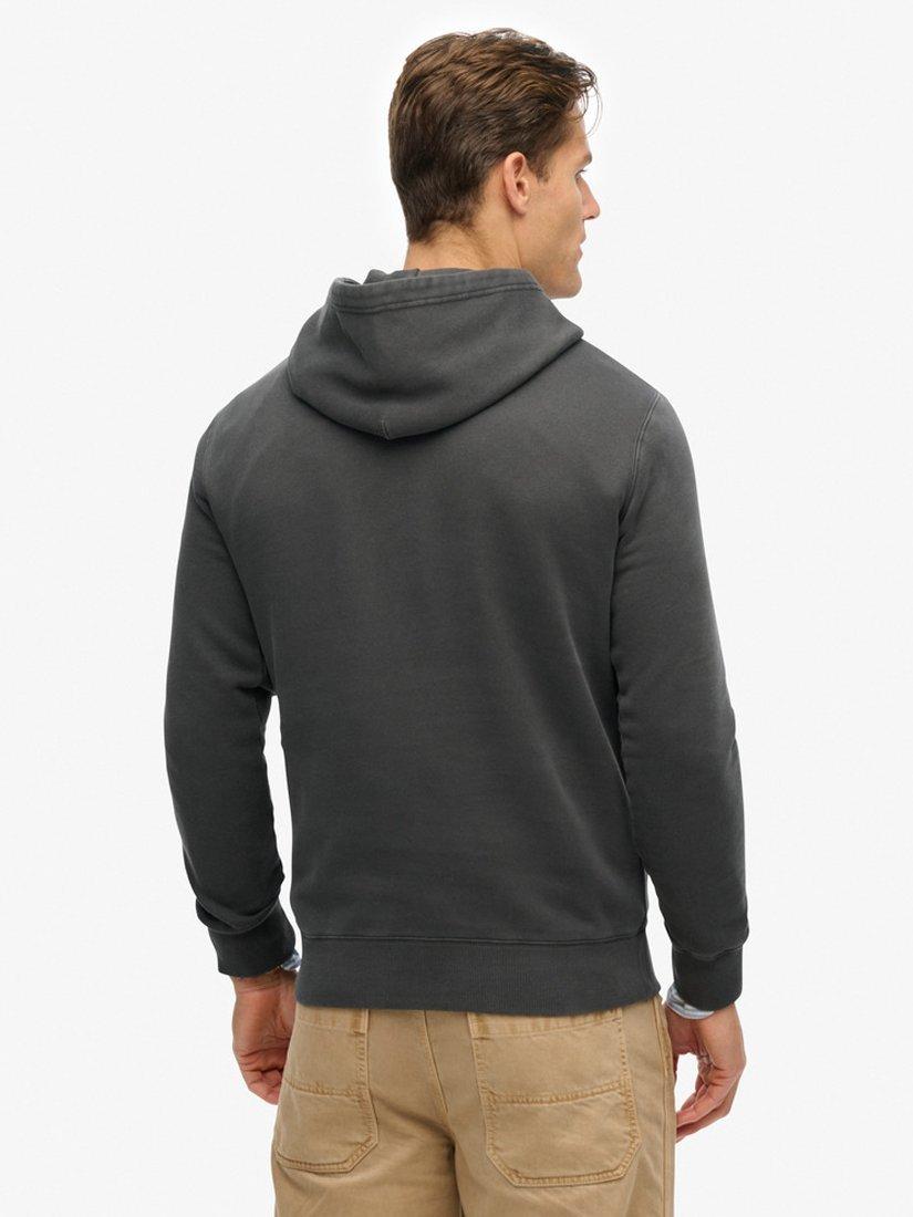 Product image 2 of 5, which shows Superdry Signature Embroidered Text Hoodie, Washed Black, S