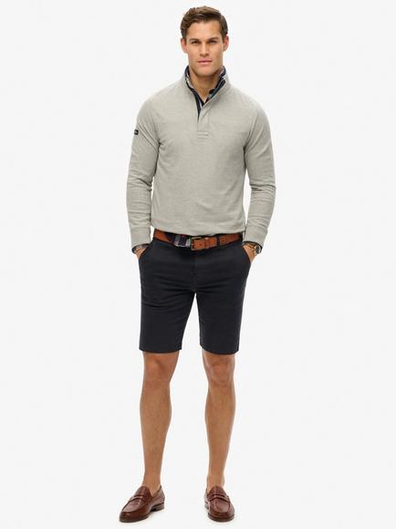 Superdry Classic Cotton Jersey Quarter Zip Henley, Grey Marl
