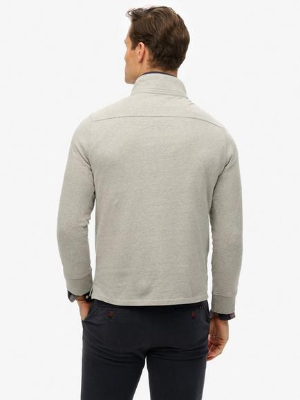 Superdry Classic Cotton Jersey Quarter Zip Henley - view 2, Grey Marl