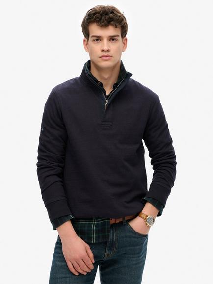 Superdry Classic Cotton Jersey Quarter Zip Henley, Eclipse Navy