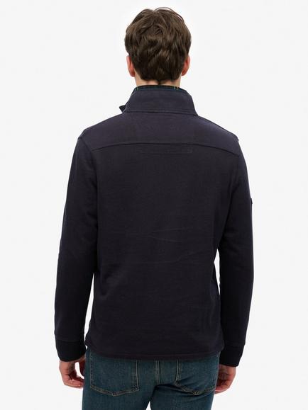 Superdry Classic Cotton Jersey Quarter Zip Henley - view 2, Eclipse Navy