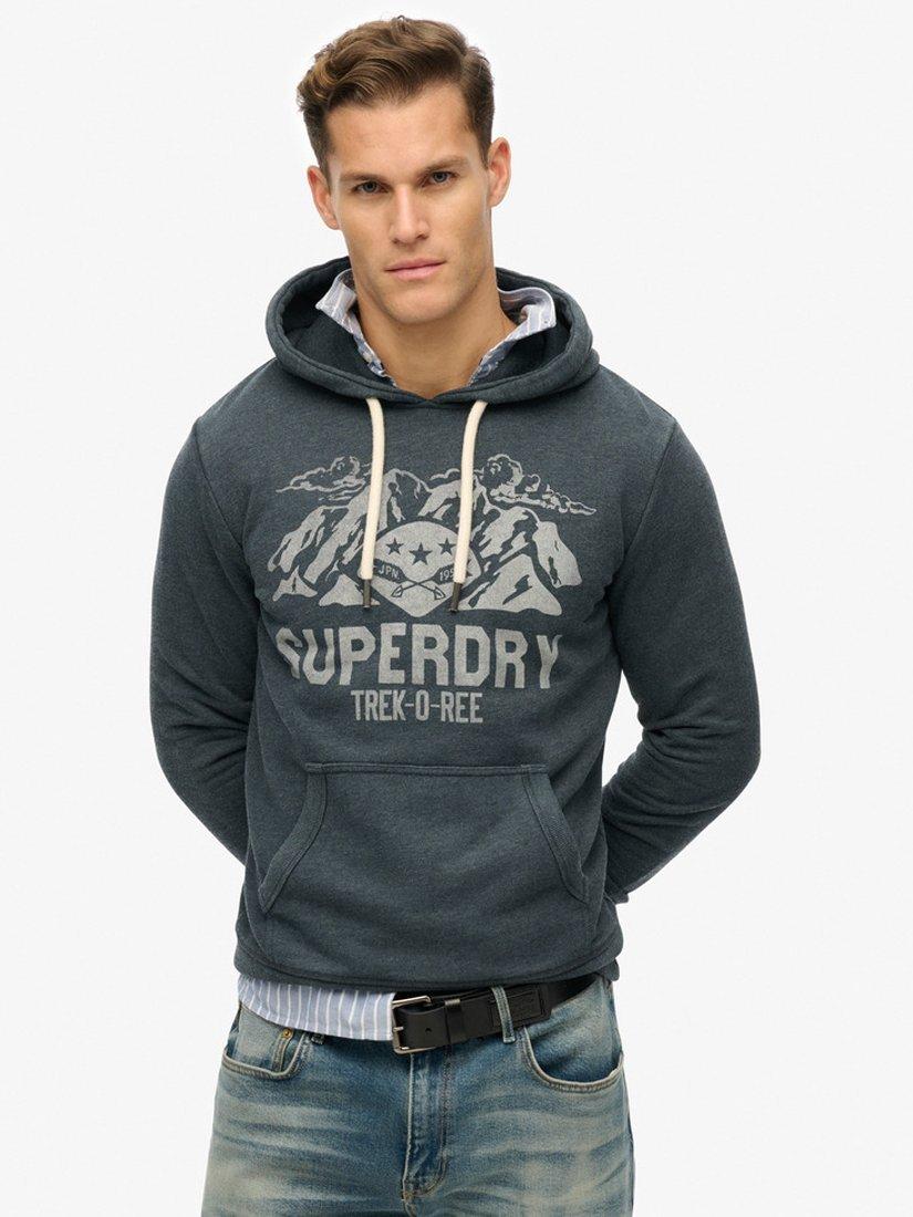 Product image 1 of 5, which shows Superdry Cotton Logo Outdoor Graphic Hoodie, Eclipse Navy Marl, S
