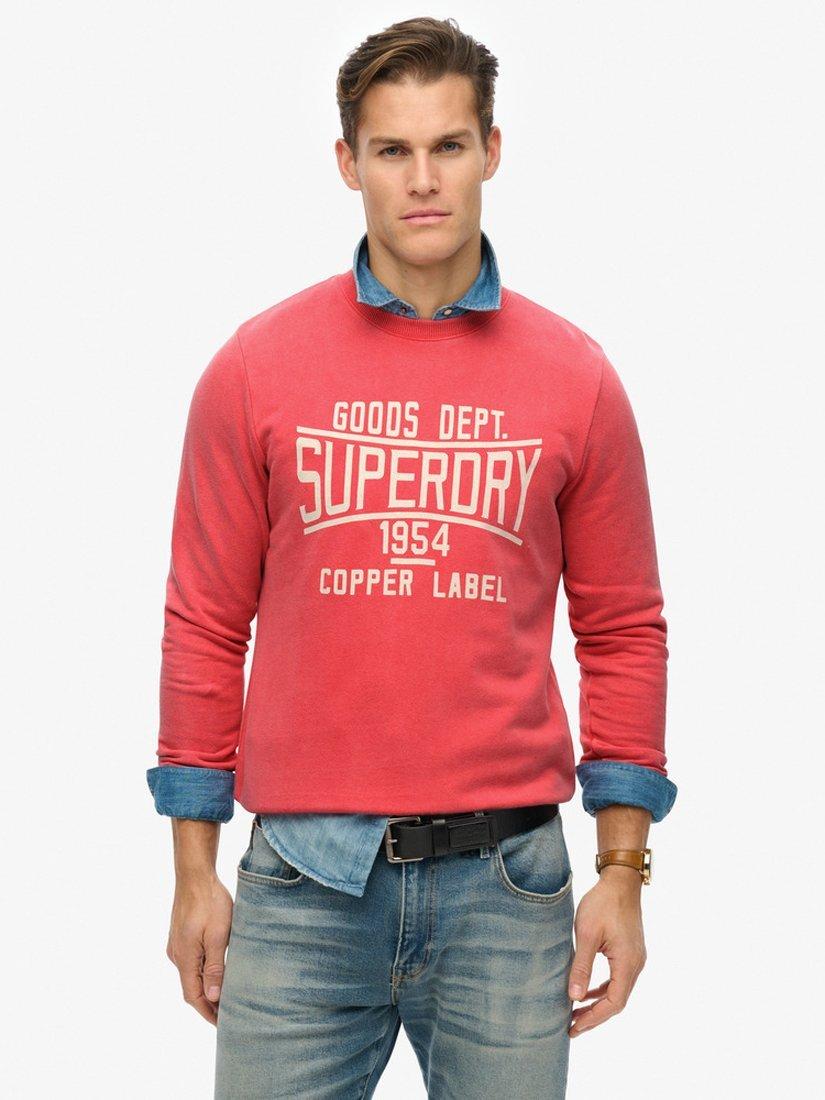 Product image 1 of 5, which shows Superdry Cotton Logo Vintage Wash Sweatshirt, Soda Pop Red, S