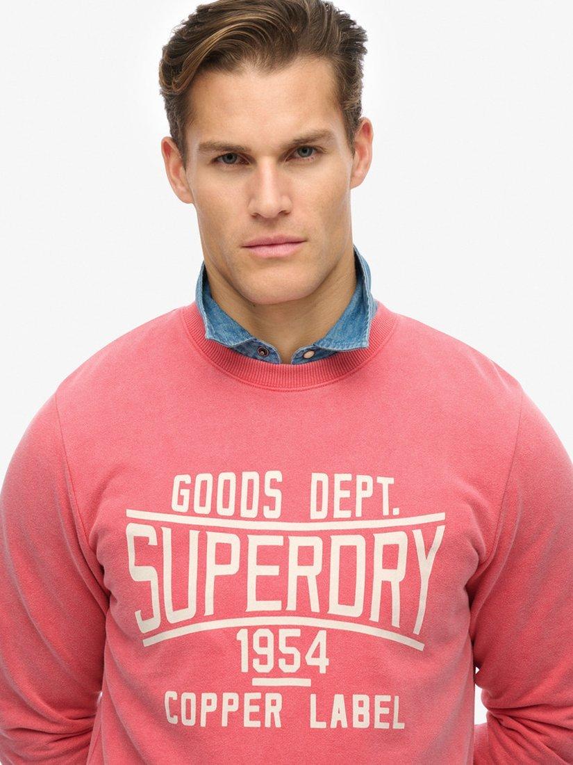 Product image 4 of 5, which shows Superdry Cotton Logo Vintage Wash Sweatshirt, Soda Pop Red, S
