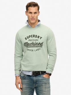 Superdry Cotton Logo Vintage Wash Sweatshirt, Light Green