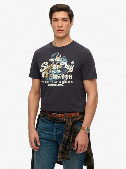 Superdry Vintage Logo Tokyo Relaxed T-Shirt, Dark Charcoal, Dark Charcoal