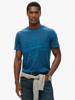 Superdry Organic Cotton Tokyo Logo T-Shirt, Rodeo Blue Marl