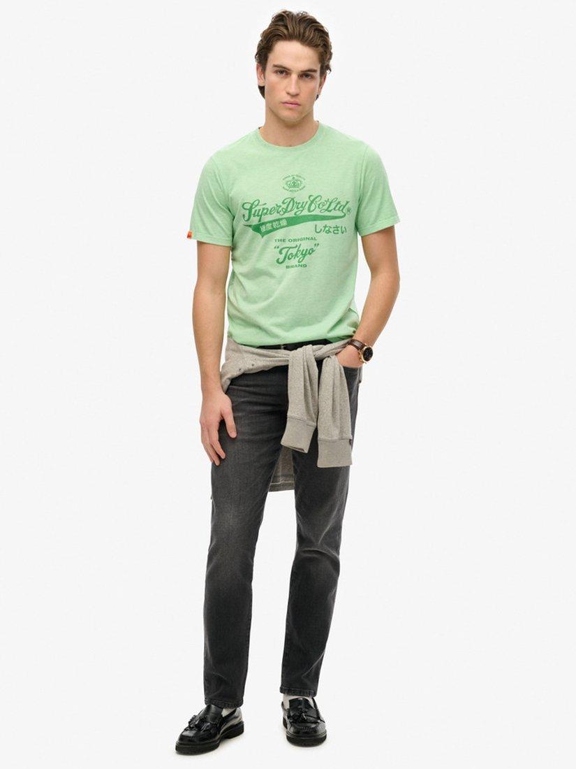 Product image 3 of 4, which shows Superdry Organic Cotton Tokyo Logo T-Shirt, Green Ash Marl, S
