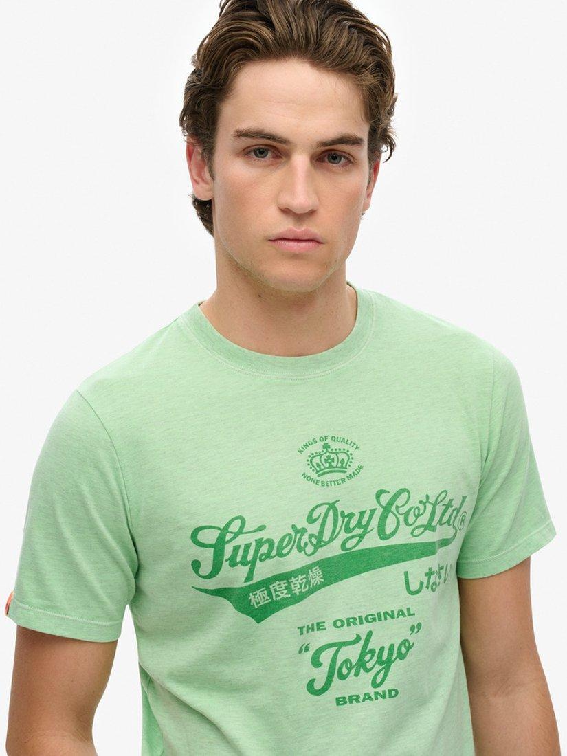 Product image 4 of 4, which shows Superdry Organic Cotton Tokyo Logo T-Shirt, Green Ash Marl, S