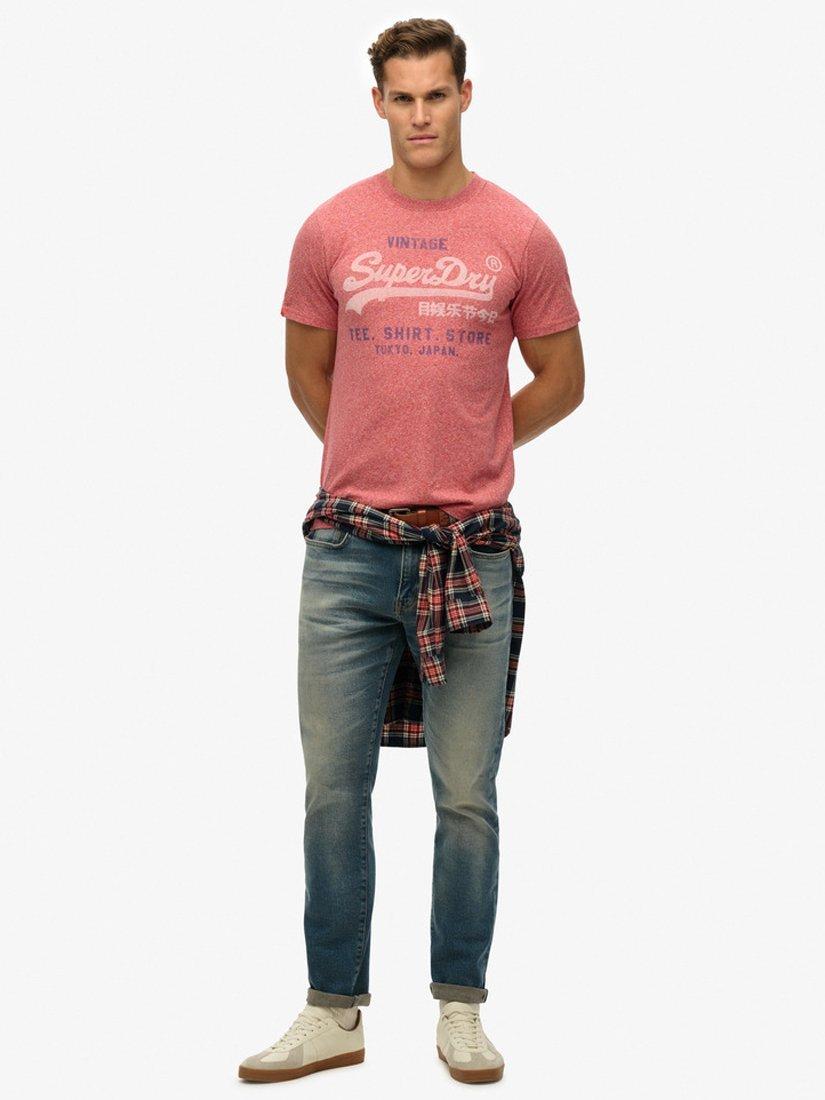 Product image 3 of 4, which shows Superdry Cotton Marl Vintage Logo T-Shirt, Mid Red Grit, S