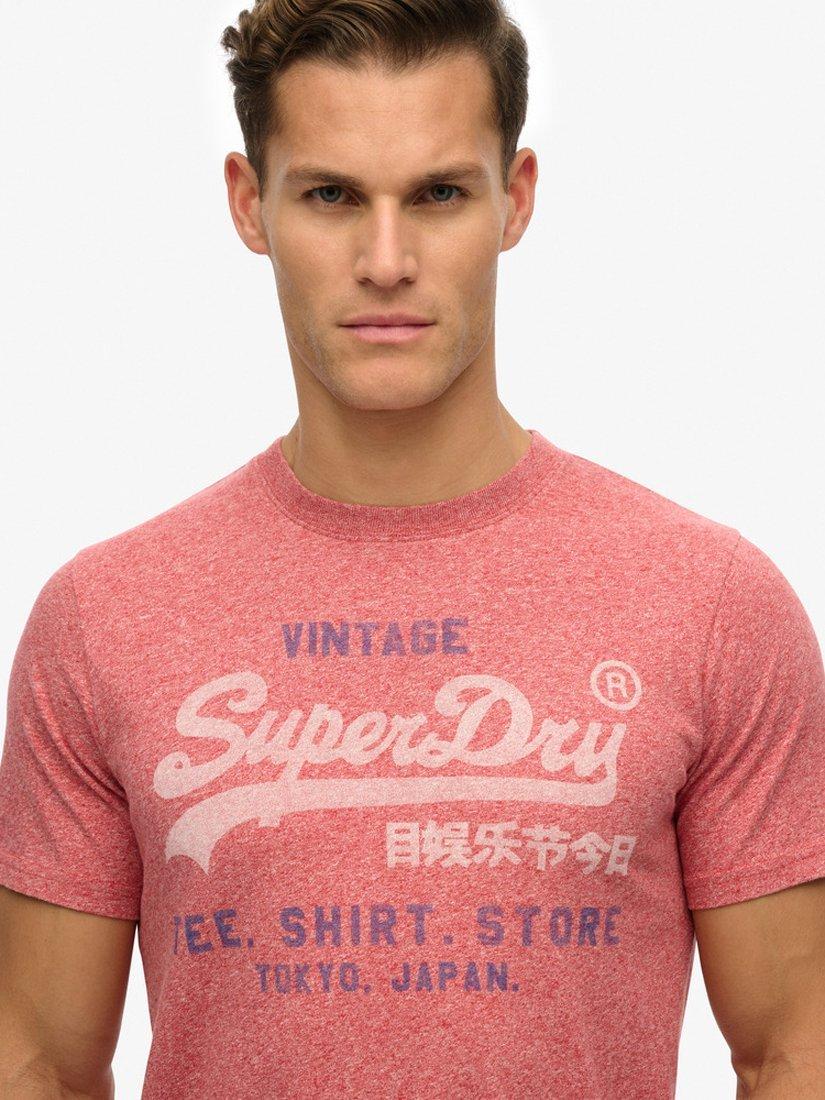 Product image 4 of 4, which shows Superdry Cotton Marl Vintage Logo T-Shirt, Mid Red Grit, S