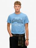 Superdry Cotton Marl Vintage Logo T-Shirt, Fresh Blue Grit