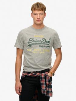 Superdry Cotton Marl Vintage Logo T-Shirt, Flint Grey Grit